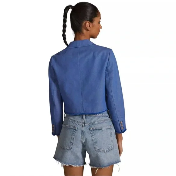 ANTHROPOLOGIE Cartonnier Cropped Frayed Hem Blazer Size 2 - Picture 5 of 10